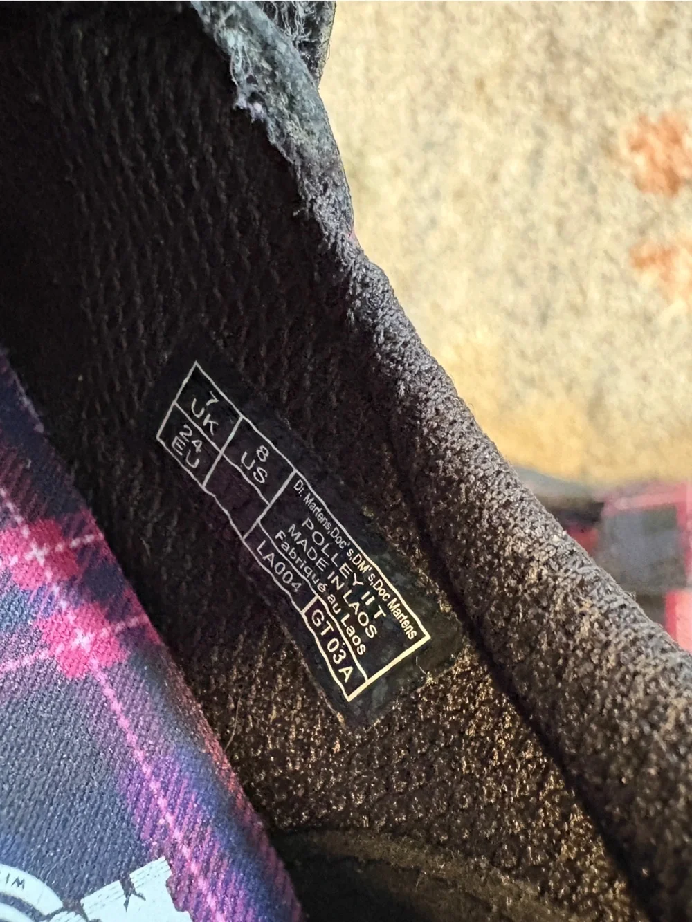 Dr Martens Polley II Mary Jane Black Toddler Pink Plaid Size 8